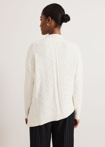 Phase Eight Casey Ivory Cable Knitwear White Canada | MTLKZU-654